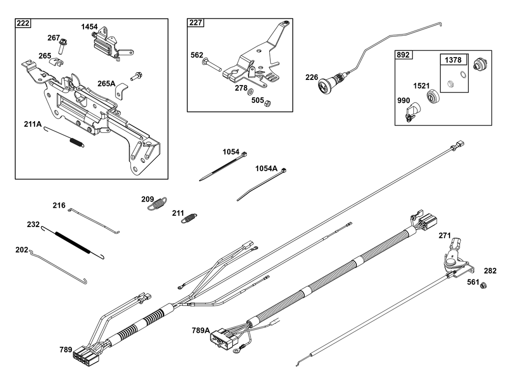 Controls Group Diagram and Parts List for 541477-0136-J1 400000 - 699999 Briggs and Stratton Engine